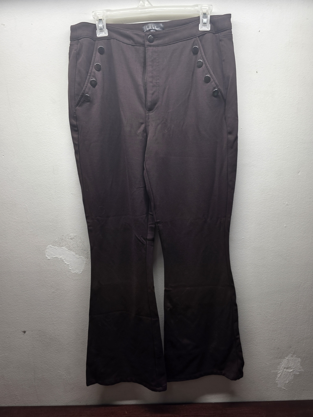Nicole Miller Dark Brown Button Detail Pants